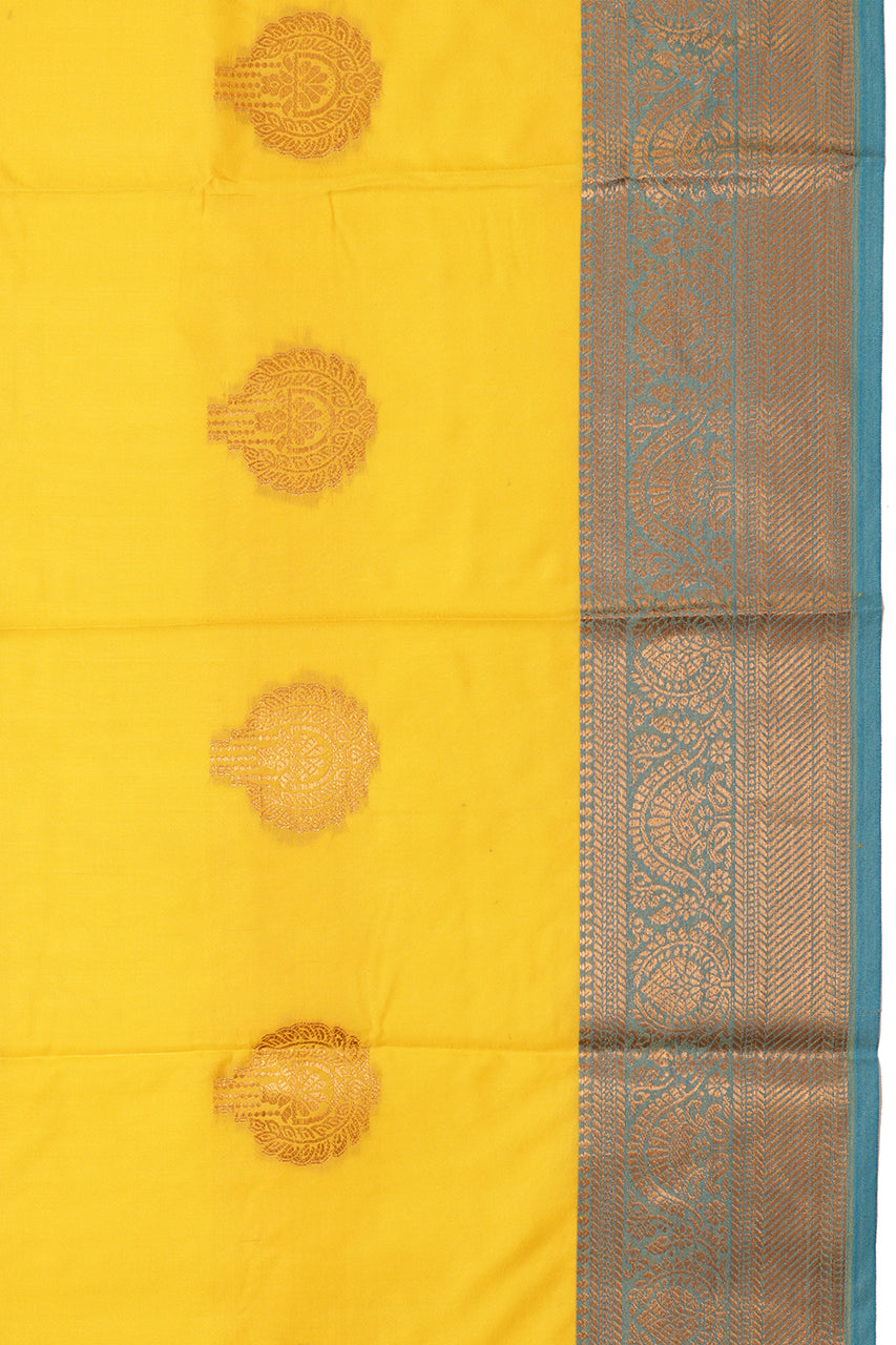 Beautiful Silk Saree Yellow Blue