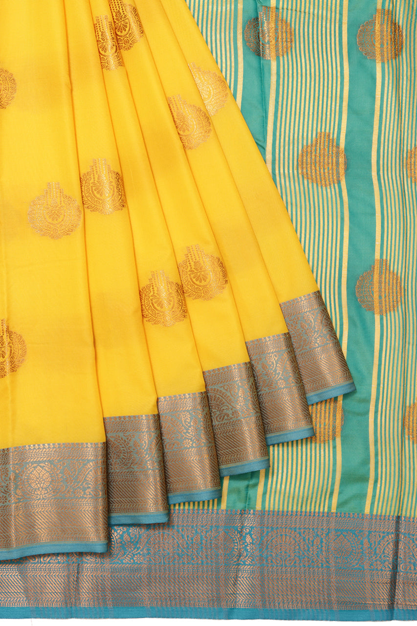Beautiful Silk Saree Yellow Blue