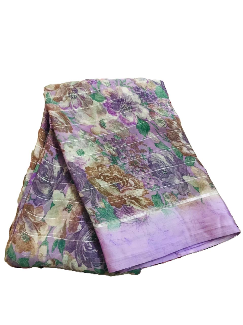 Georgette Saree Purple Floral