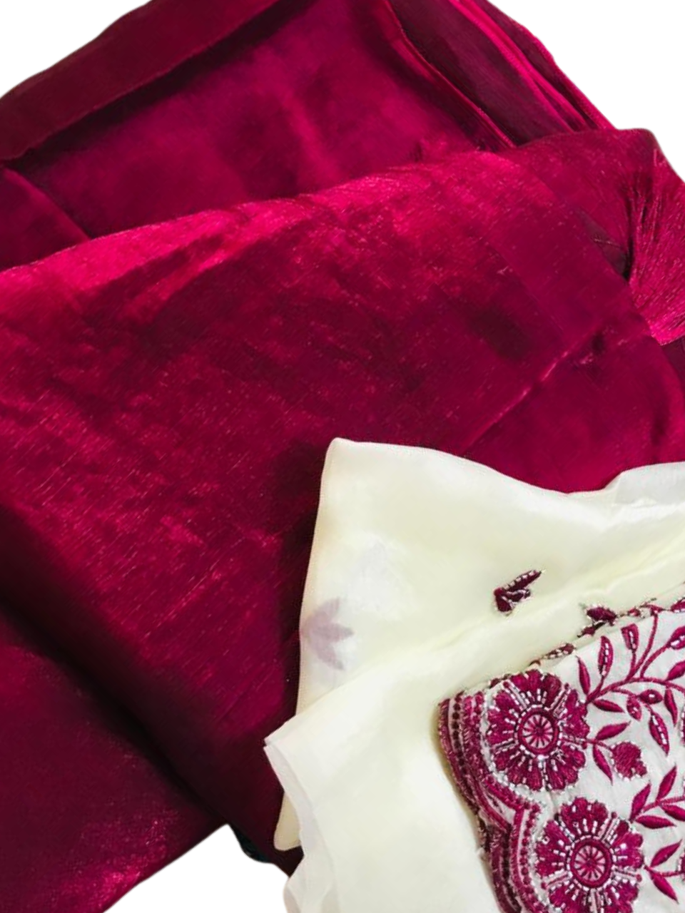 Designer Party Saree Organza Silk Saree Maroon