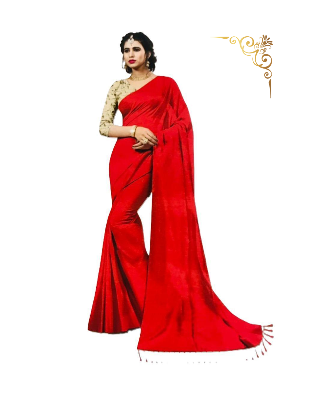 Designer Party Saree Organza Silk Saree Red