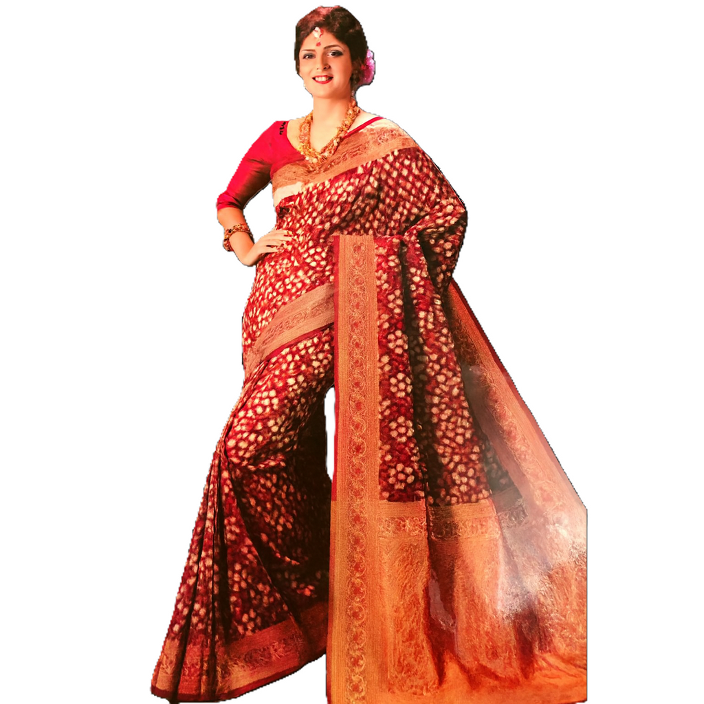 Cotton Silk Saree Red Hand Woven