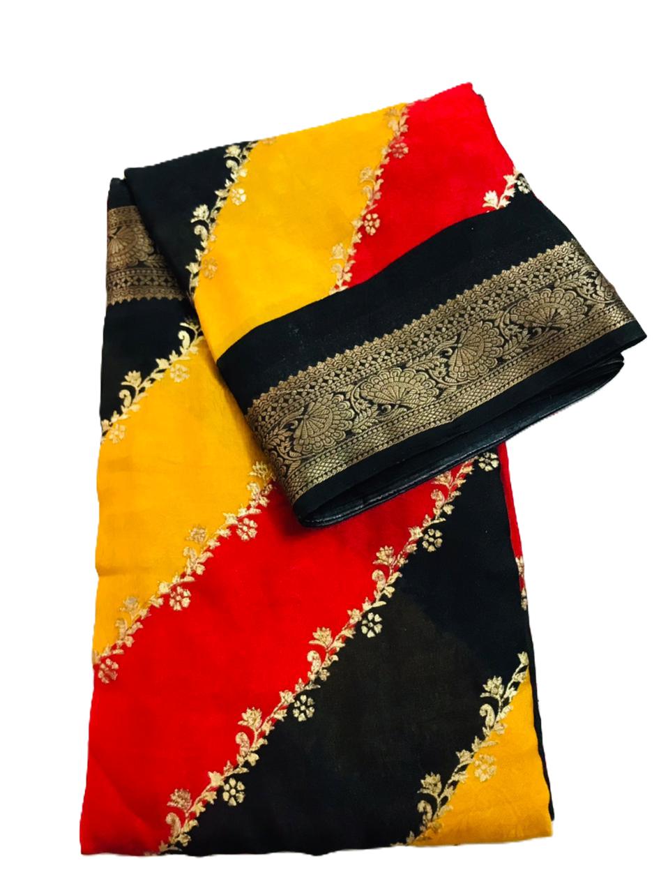 Cotton Saree Yellow & Black